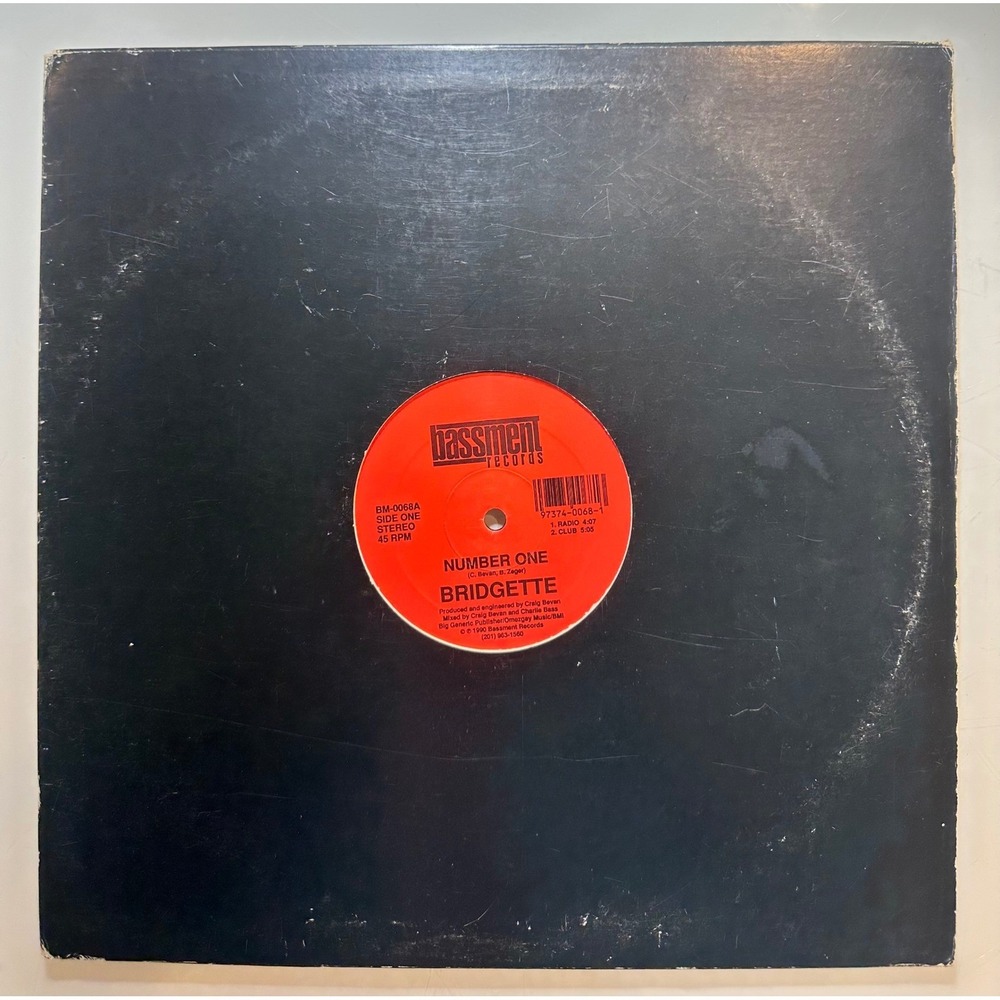 Bridgette Number One 12" Vinyl Single 1990 Bassment Records BM-0068 House Club